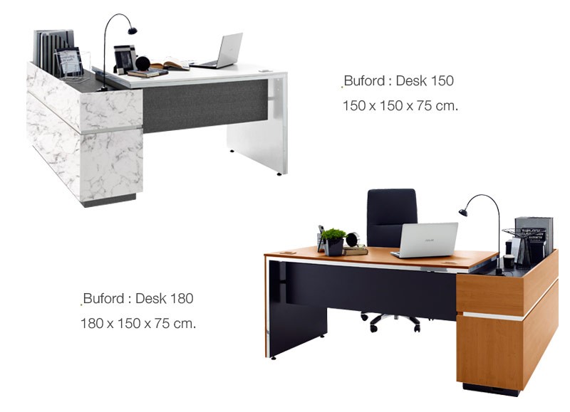 เฟอร์นิเจอร์สำนักงาน โต๊ะทำงาน รุ่น Bufordสีขาว-Sb Design Square